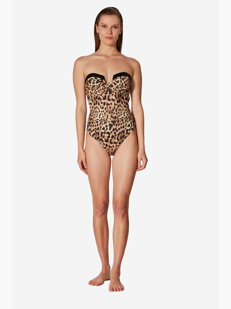 Maillot de bain puccini à imprimé léopard, corseté - collection masur free penti Grège - Kiabi
