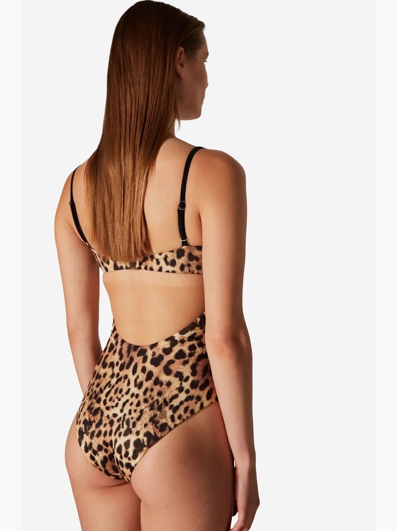 Maillot de bain puccini à imprimé léopard, corseté - collection masur free penti Grège - Kiabi