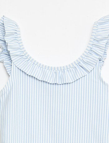 Maillot de bain rayé volanté extensible