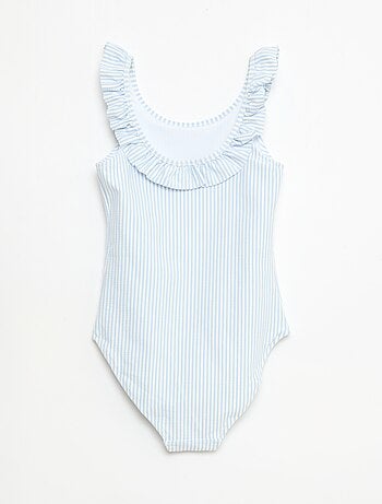 Maillot de bain rayé volanté extensible