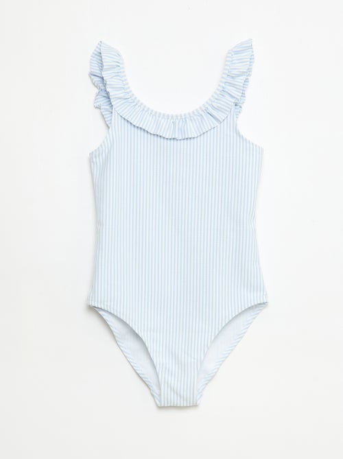 Maillot de bain rayé volanté extensible - Kiabi Maillot de bain rayé volanté extensible - Kiabi