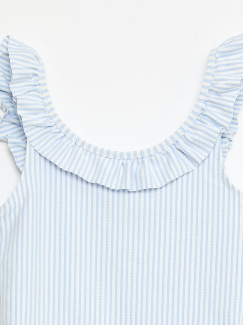 Maillot de bain rayé volanté extensible Bleu - Kiabi