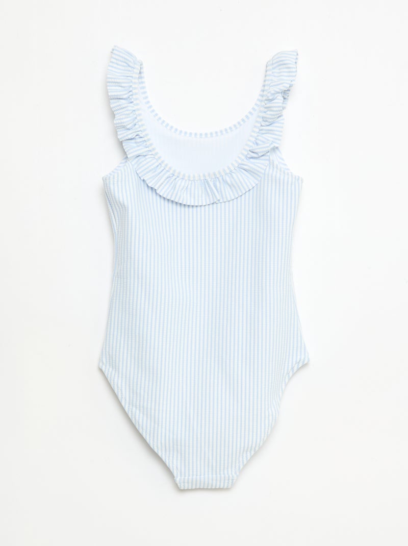 Maillot de bain rayé volanté extensible Bleu - Kiabi