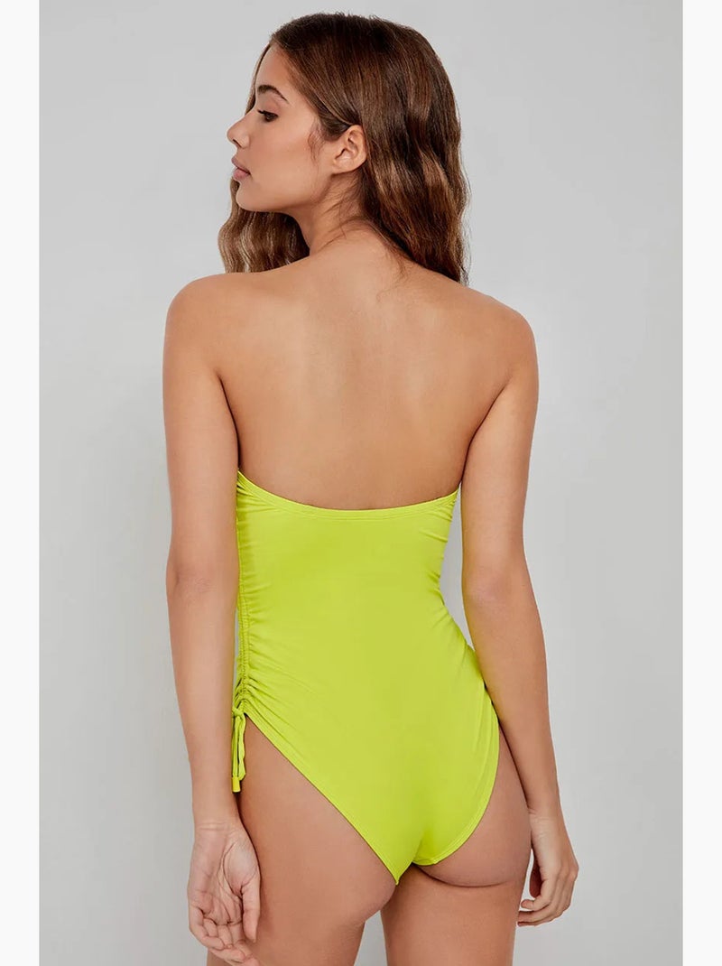 Maillot de bain sans armature couleur fluo Bleu Vert - Kiabi