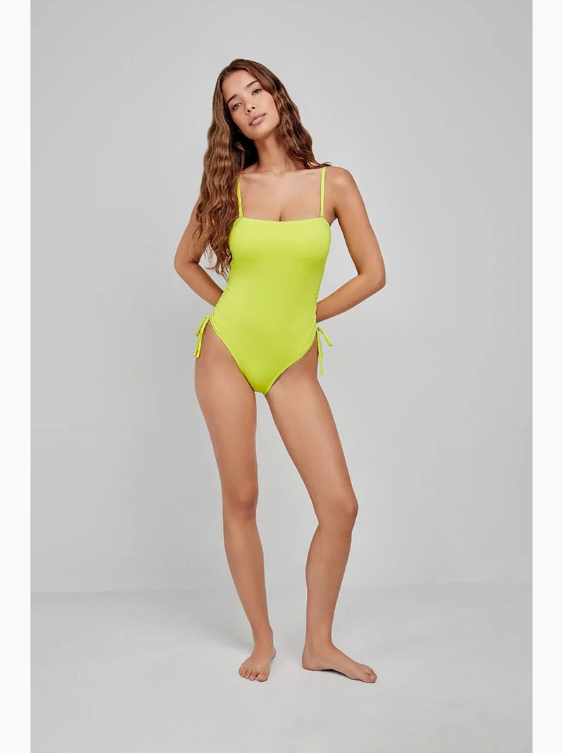 Maillot de bain sans armature couleur fluo Bleu Vert - Kiabi