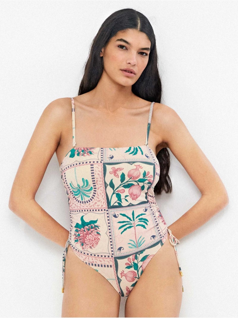 Maillot de bain sans armature décolleté bandeau Multicolore - Kiabi