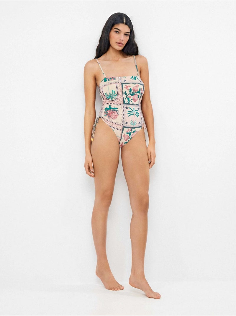 Maillot de bain sans armature décolleté bandeau Multicolore - Kiabi