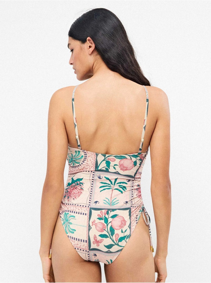 Maillot de bain sans armature décolleté bandeau Multicolore - Kiabi