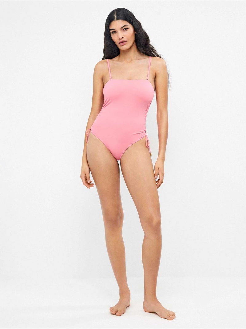 Maillot de bain sans armature décolleté bandeau Rose - Kiabi