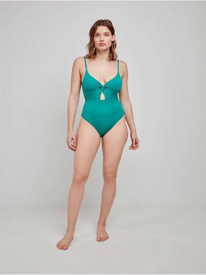 Maillot de bain sans armature et mousse amovible Bleu Vert - Kiabi