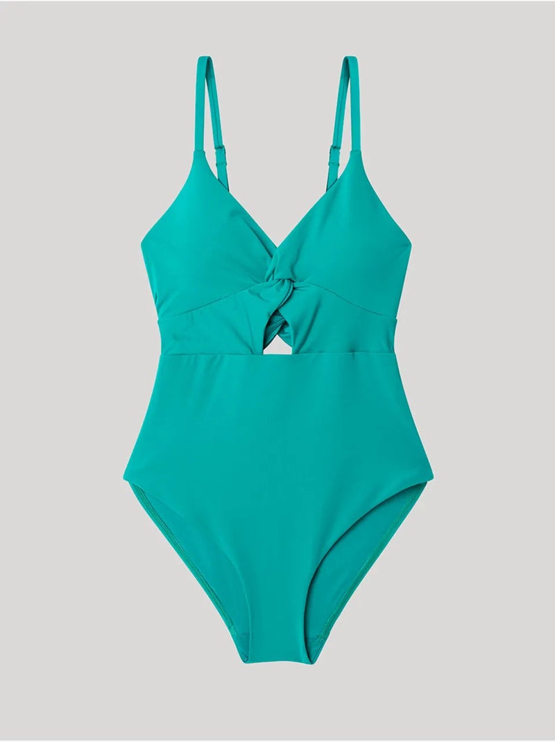 Maillot de bain sans armature et mousse amovible Bleu Vert - Kiabi
