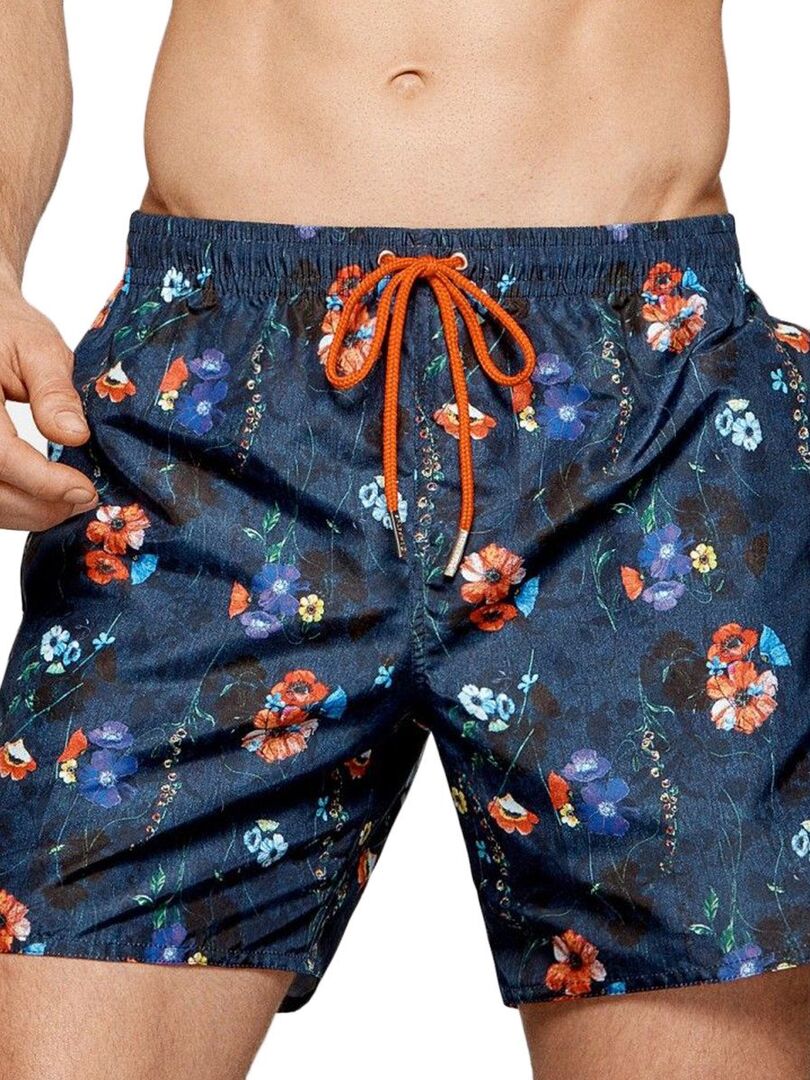 Visesunny Short De Bain Court D'été Pour Homme Motif Floral Noir
