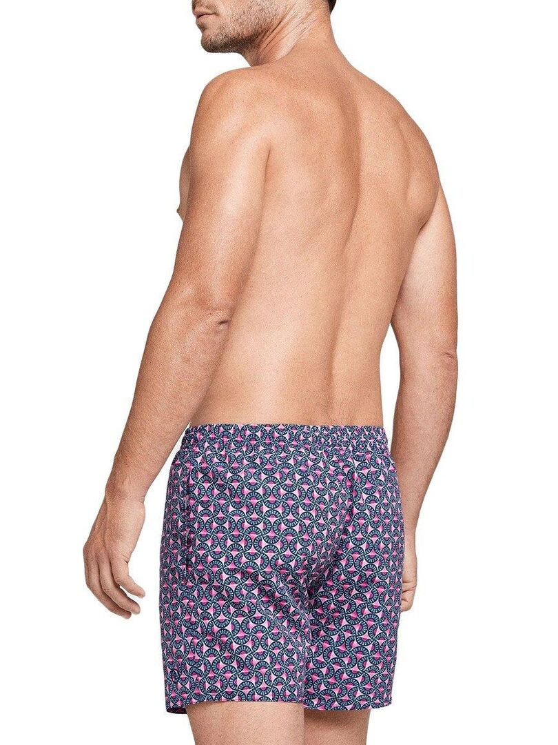 Maillot de bain short imprimé moderne Surat Bleu - Kiabi