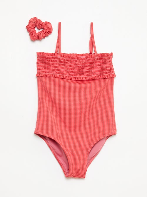 Maillot de bain smock + chouchou - 1 pièce - Kiabi