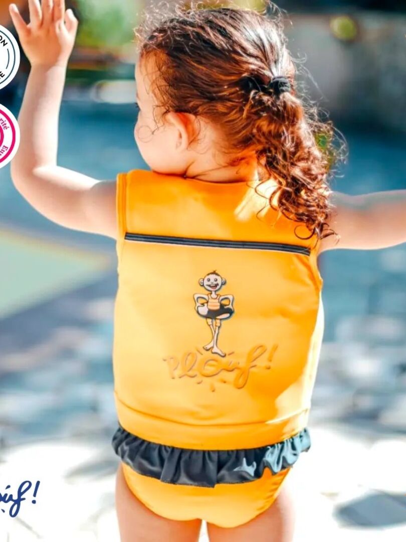 Maillot de Bain Sportif Enfant avec Flotteurs - Accessoire de Natation Fille Jaune - Kiabi