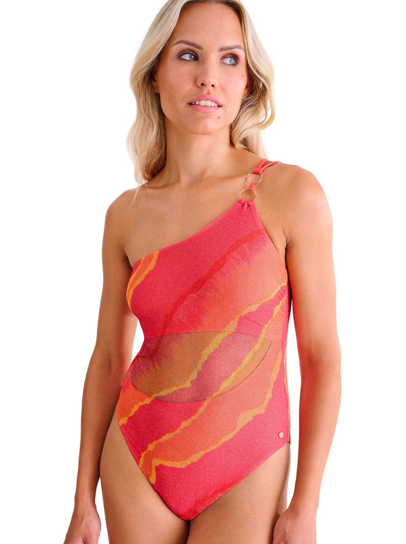 Maillot de bain une pièce asymétrique sans armatures ATLANTIDA Orange - Kiabi