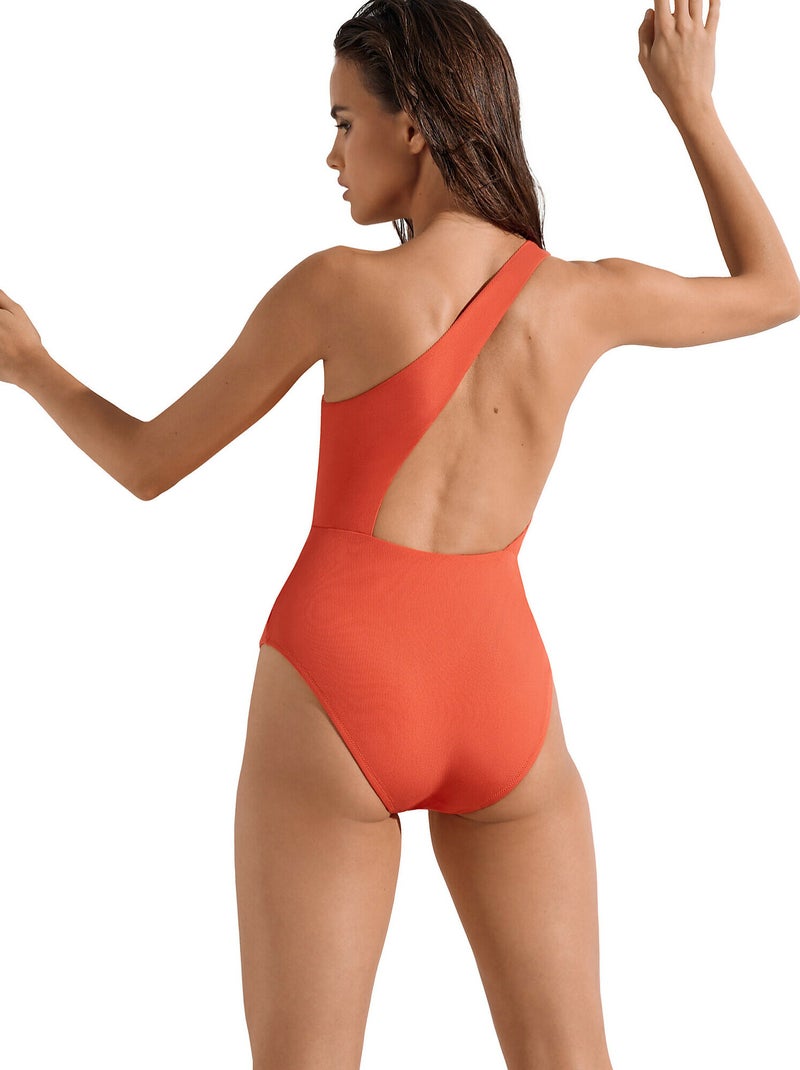 Maillot de bain une pièce asymétrique sans armatures Normandie Orange - Kiabi