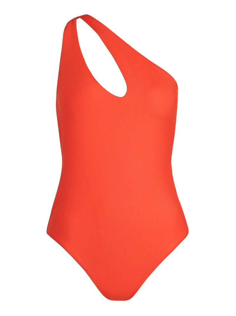 Maillot de bain une pièce asymétrique sans armatures Normandie Orange - Kiabi