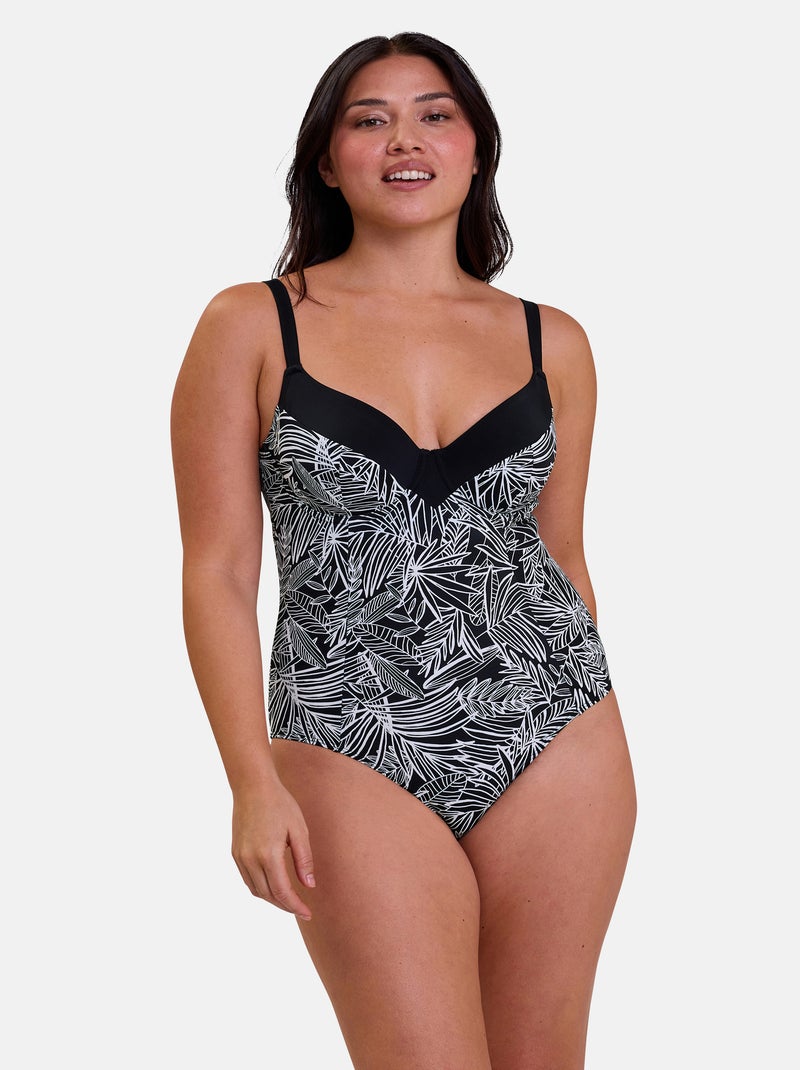 Maillot de bain une pièce avec armatures Seychelles Sans Complexe Noir Blanc - Kiabi