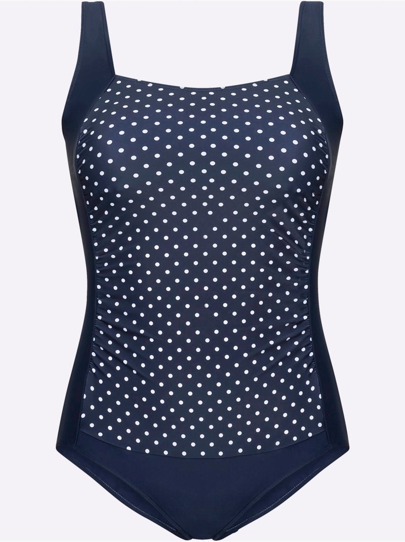 Maillot de bain une pièce avec encolure carrée et pois - bonnet d - moda vilona Bleu Blanc - Kiabi