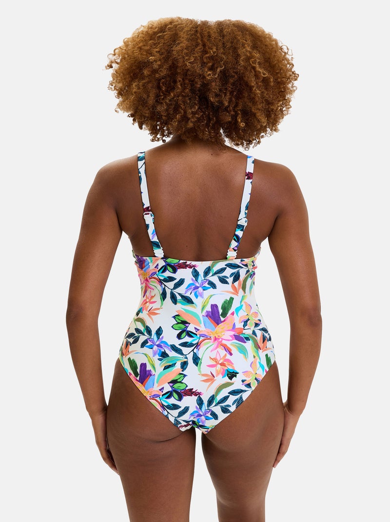 Maillot de bain une pièce Barbade Sans Complexe Blanc Rose Bleu - Kiabi