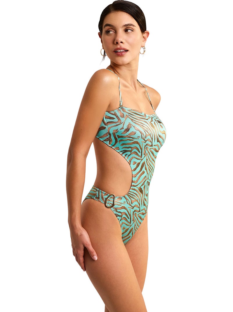 Maillot de bain une pièce bustier armaturé UTOPIA Bleu turquoise - Kiabi