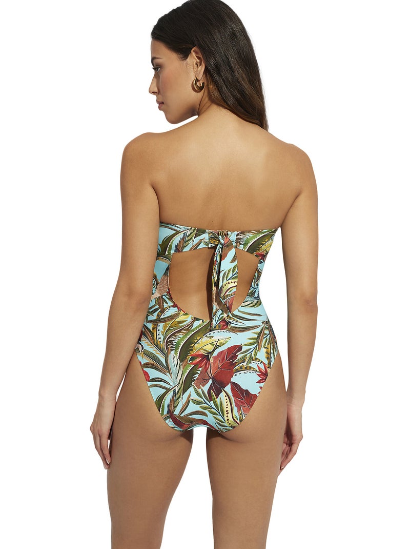 Maillot de bain une pièce bustier Galapagos Bleu turquoise - Kiabi