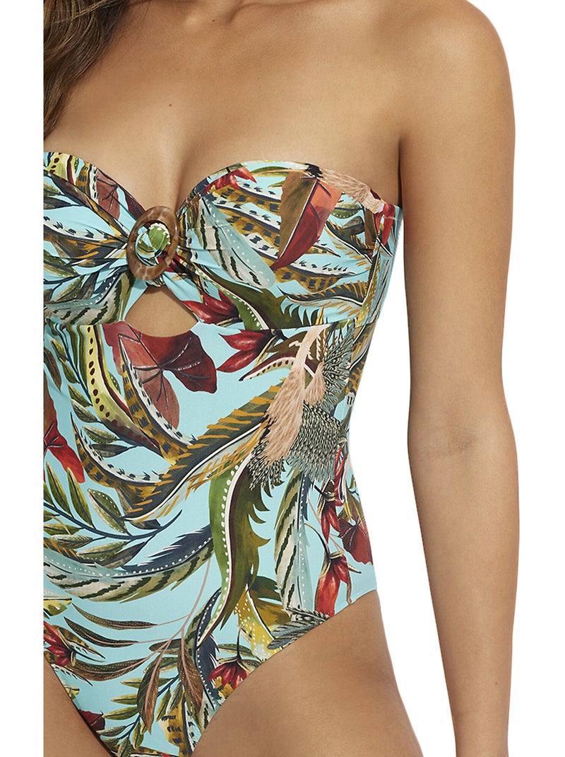 Maillot de bain une pièce bustier Galapagos Bleu turquoise - Kiabi