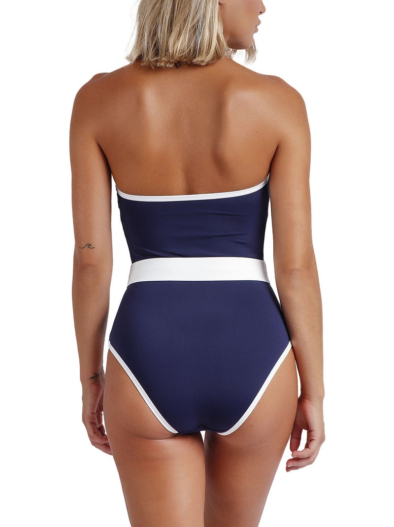 Maillot de bain une pièce bustier préformé Sailor Club Bleu marine - Kiabi