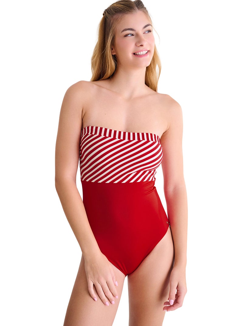 Maillot de bain une pièce bustier sans armatures BONDI BEACH Rouge - Kiabi