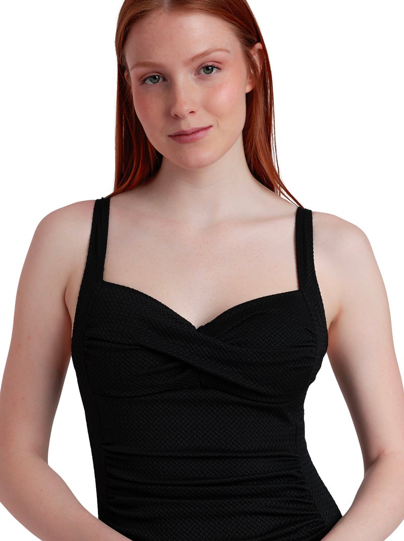 Maillot de bain une pièce drapé balconnet Malibu Spirit Noir - Kiabi