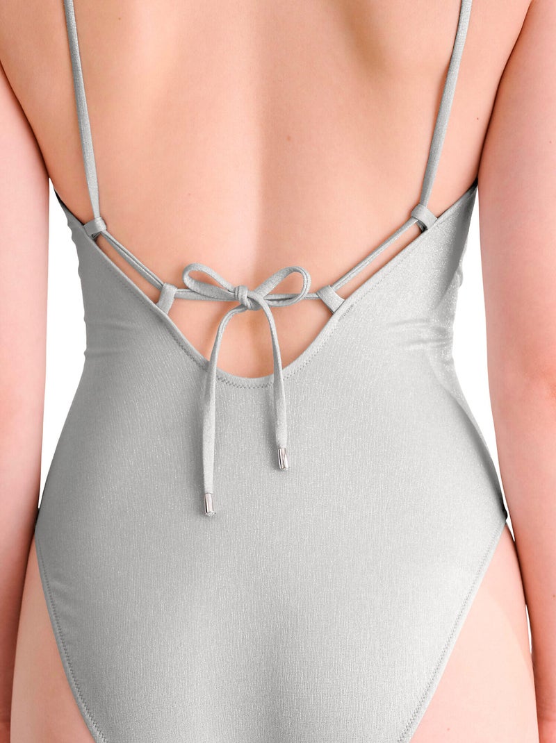 Maillot de bain une pièce échancré sans armatures BLUE LAGOON Argent - Kiabi
