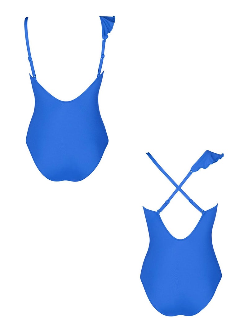 Maillot de bain une pièce échancré sans armatures multipositions Kenya Bleu - Kiabi
