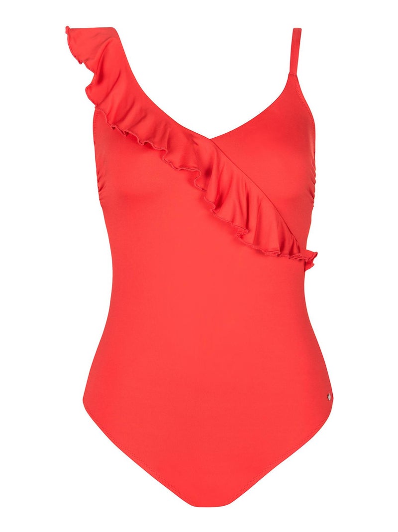 Maillot de bain une pièce échancré sans armatures multipositions Kenya Rouge - Kiabi