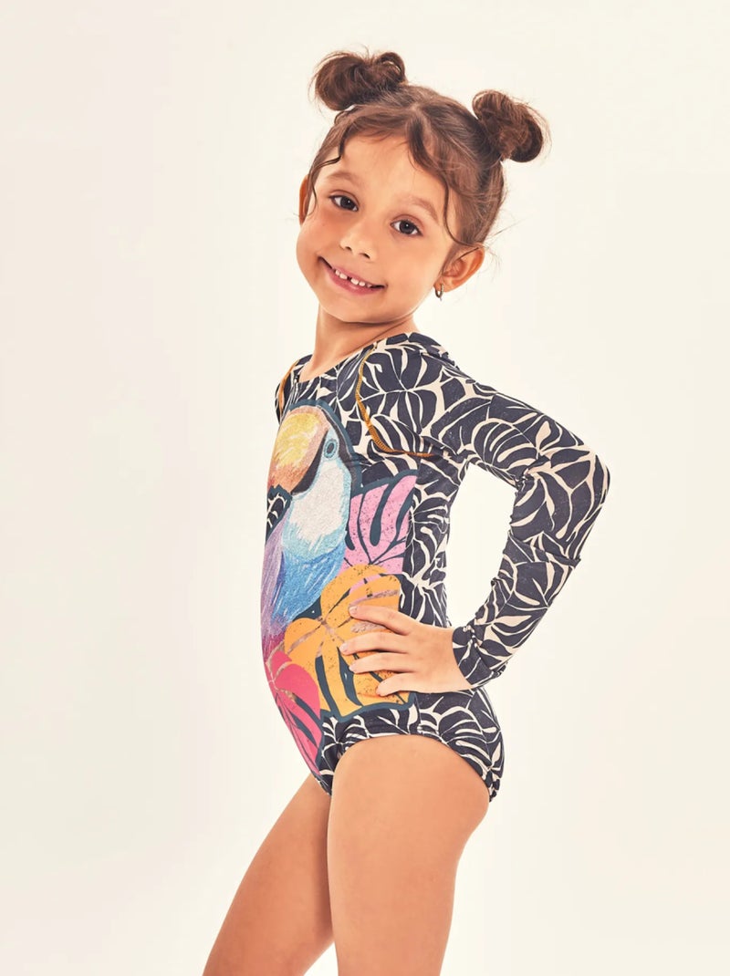 Maillot de bain une pièce fille  UV Line Multicolore - Kiabi