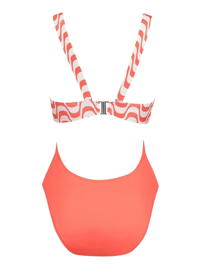 Maillot de bain une pièce monokini préformé sans armatures Iceland Orange - Kiabi