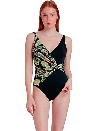 Maillot de bain une pièce préformé croisé gainant Jungle