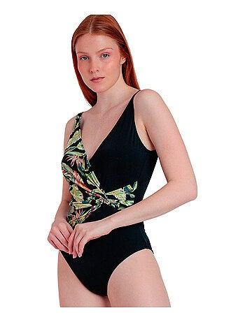 Maillot de bain une pièce préformé croisé gainant Jungle