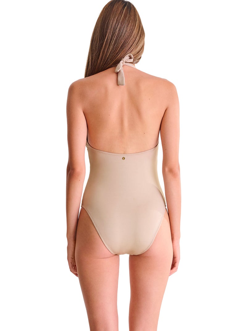 Maillot de bain une pièce préformé dos nu sans armatures CALVI Beige - Kiabi