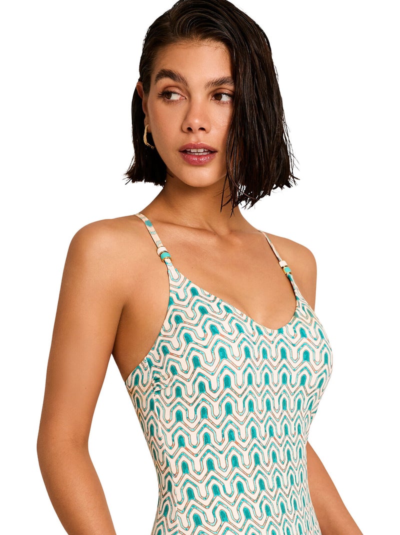 Maillot de bain une pièce préformé KALEIDO Vert - Kiabi