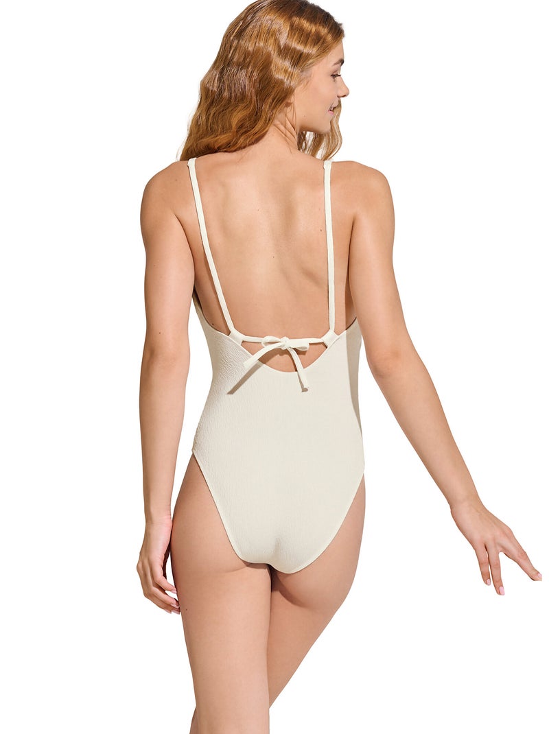 Maillot de bain une pièce sans armatures MALAGA Ecru - Kiabi
