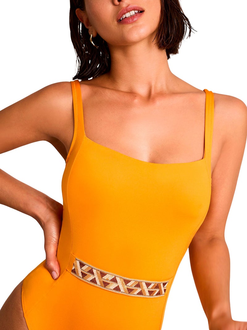 Maillot de bain une pièce sculptant armaturé DUNA Orange - Kiabi