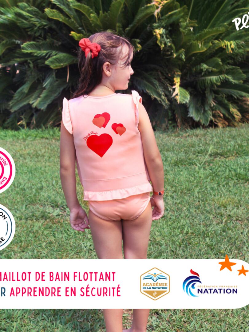 Maillot de Bain Valentine Enfant avec Flotteurs - Accessoire de Natation Fille Rose pâle - Kiabi