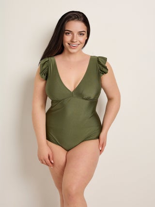 Maillot de bain volanté 1 pièce décolleté V
