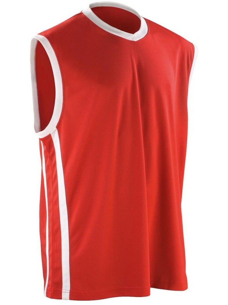 Maillot de basket - spiro Blanc Rouge Blanc - Kiabi