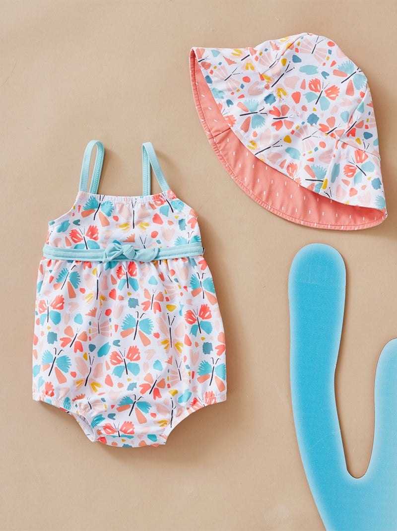 Maillot double protection à imprimé papillon, multicolore Archimède Rose - Kiabi