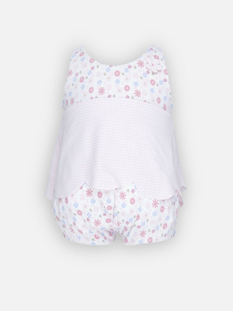 Maillot Double Protection Vichy Archimède Rose - Kiabi
