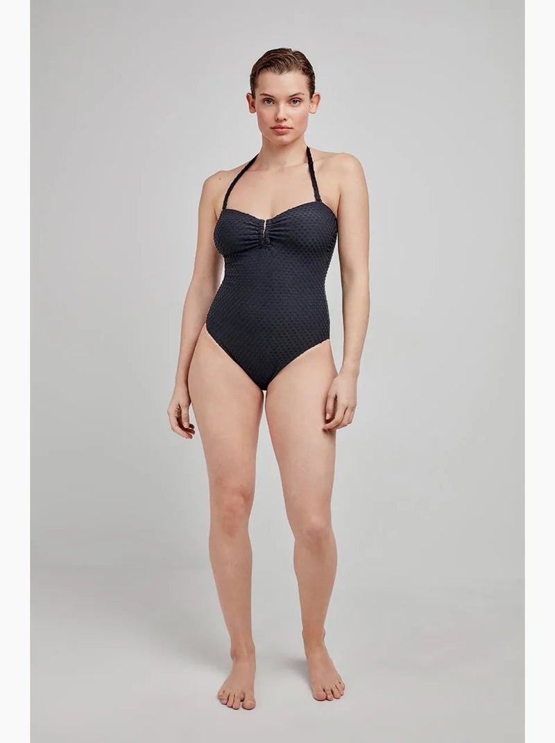 Maillot sans armature tissu structuré Noir - Kiabi