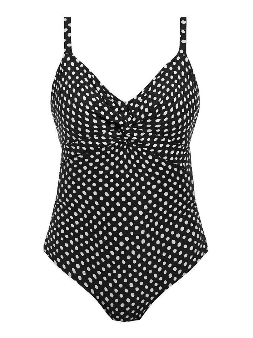 Maillot une pièce twisté à pois Santa Monica Noir - Kiabi