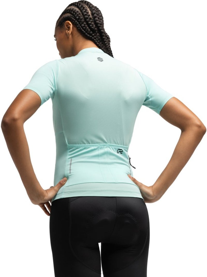 Maillot vélo manches courtes en tissu recyclé femme cyclisme femme m6r fresh Turquoise - Kiabi
